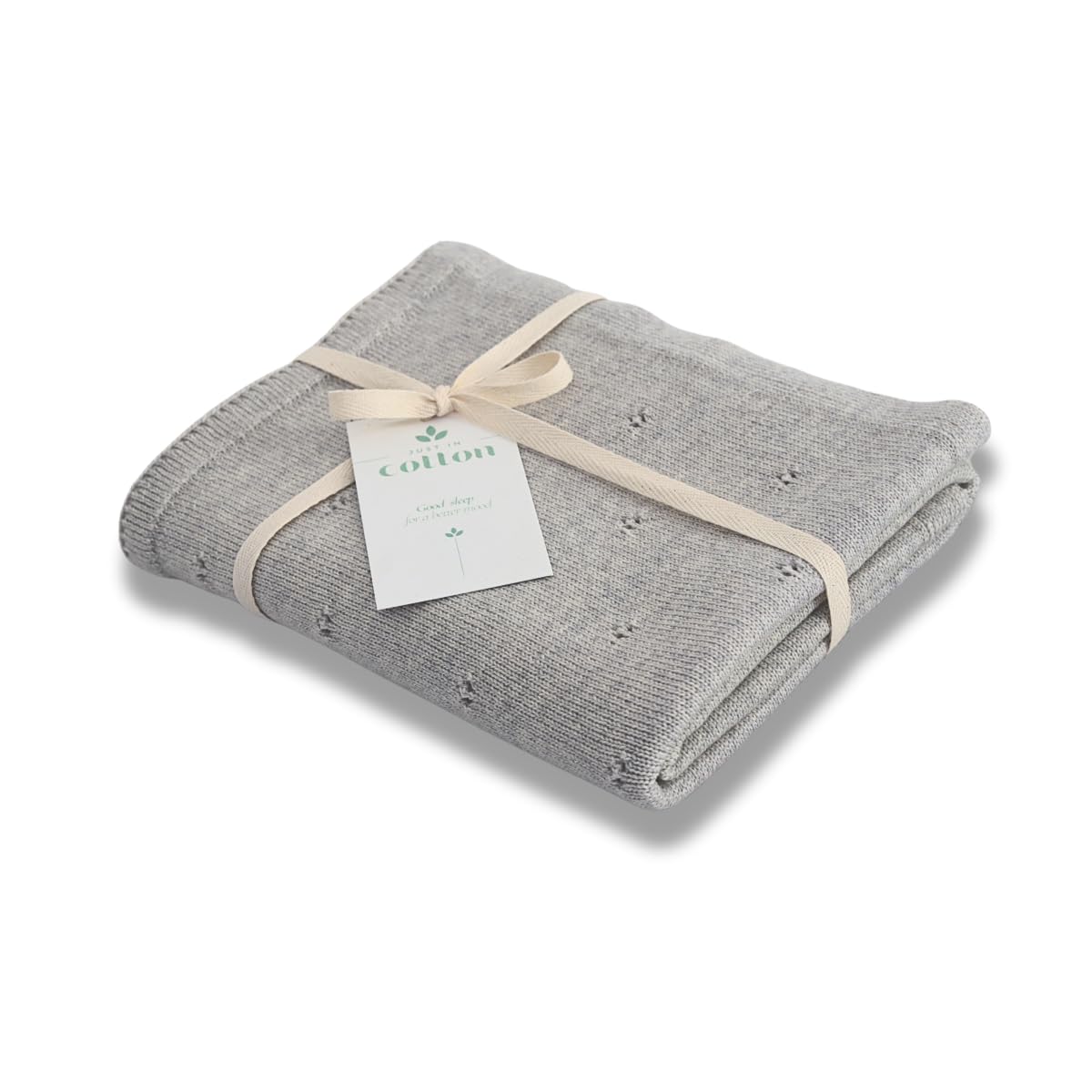 Just in Cotton Premium Babydecke aus 100% Merinowolle – 75 x 100 cm Perfekte Neugeborenen- & Winterdecke mit Heilwolle für Ihr Baby Merino Silber Grau