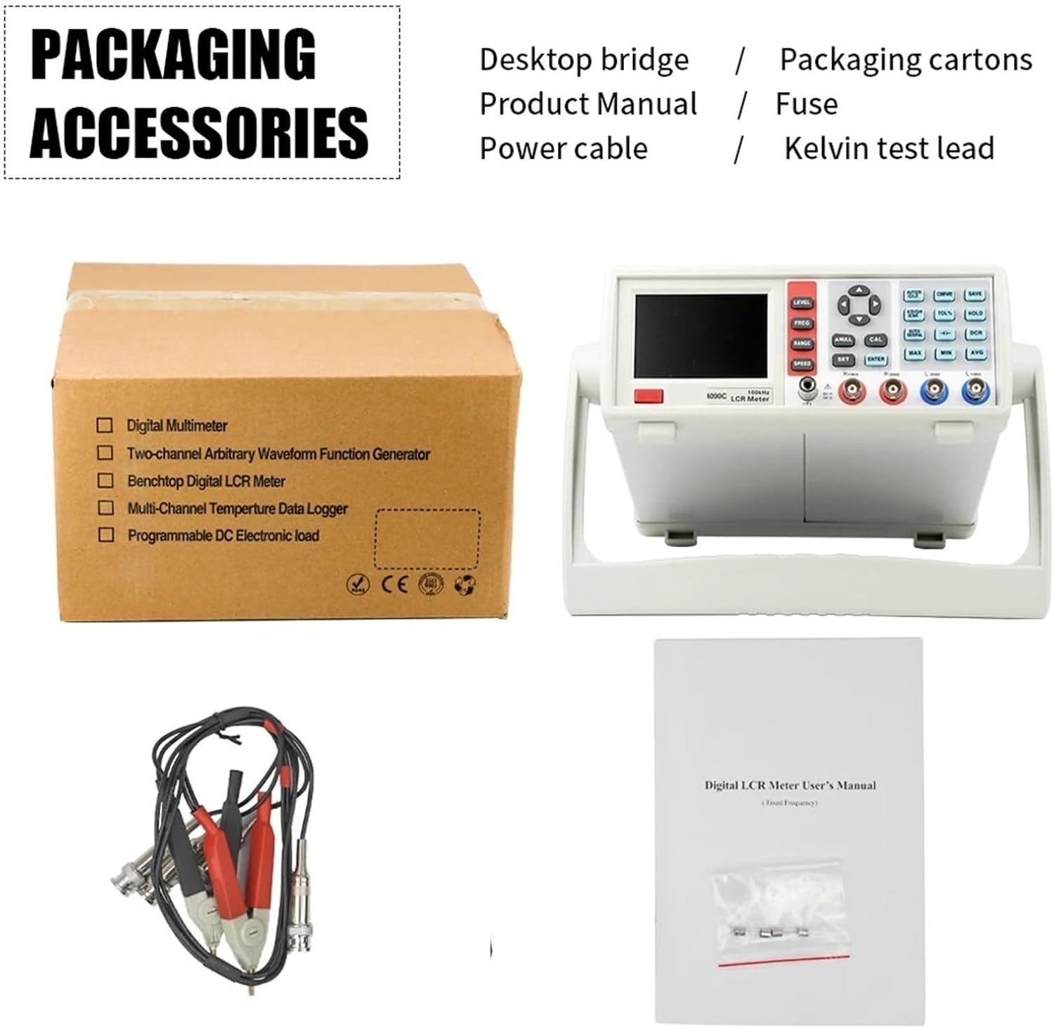 Electric Bridge Resistance Impedance Capacitance Inductance Measure Instrument Desktop Digital LCR Meter for Electrical Testing(4090C)