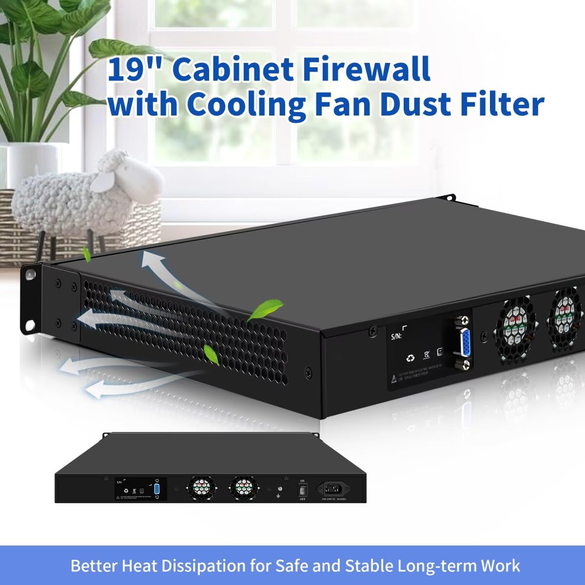 Serveur 1U Rackmount 19'' Firewall Router Appliance N100, 6 x i226V Gigabit Ethernet Console OPNsense, VPN, Network Appliance, VGA, USB 3.0, GPIO, Barebone NO RAM NO SSD