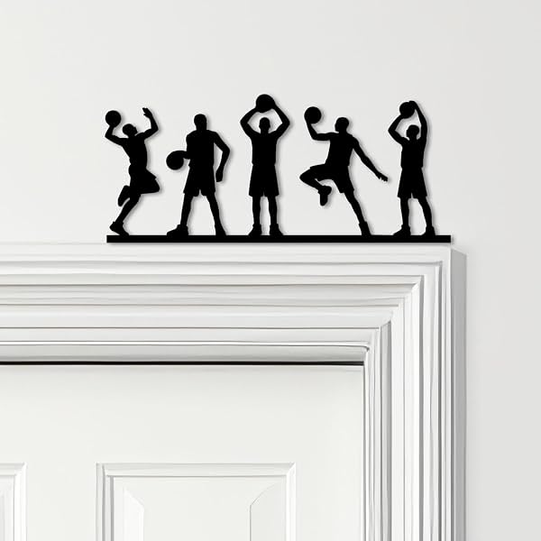 Decoración de Marco de Puerta para Jugadores de Baloncesto, Decoración Metálica Deportiva, Acento de Entrada | Decoración de Marco de Puerta, Arte de Pared, Letreros de Jardín, Regalos para Casa Nueva, Letrero de Bienvenida para Puerta Principal