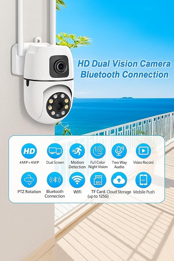Image of 1080p FHD WiFi Wireless Security Camera with Audio & Night Vision - Live Feed, Motion Detection, Perfect for Home & Office Security (Wall Camera -2 pc)