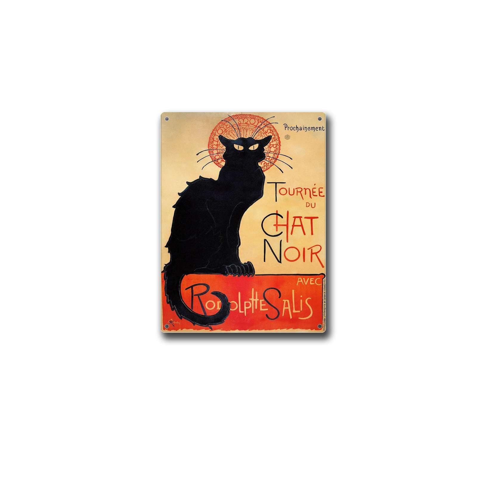 Metal Tin Signs Black Cat Chat Theophile Stellen Vintage French Art Nouveau Art Metal Tin Signs 12x16inch