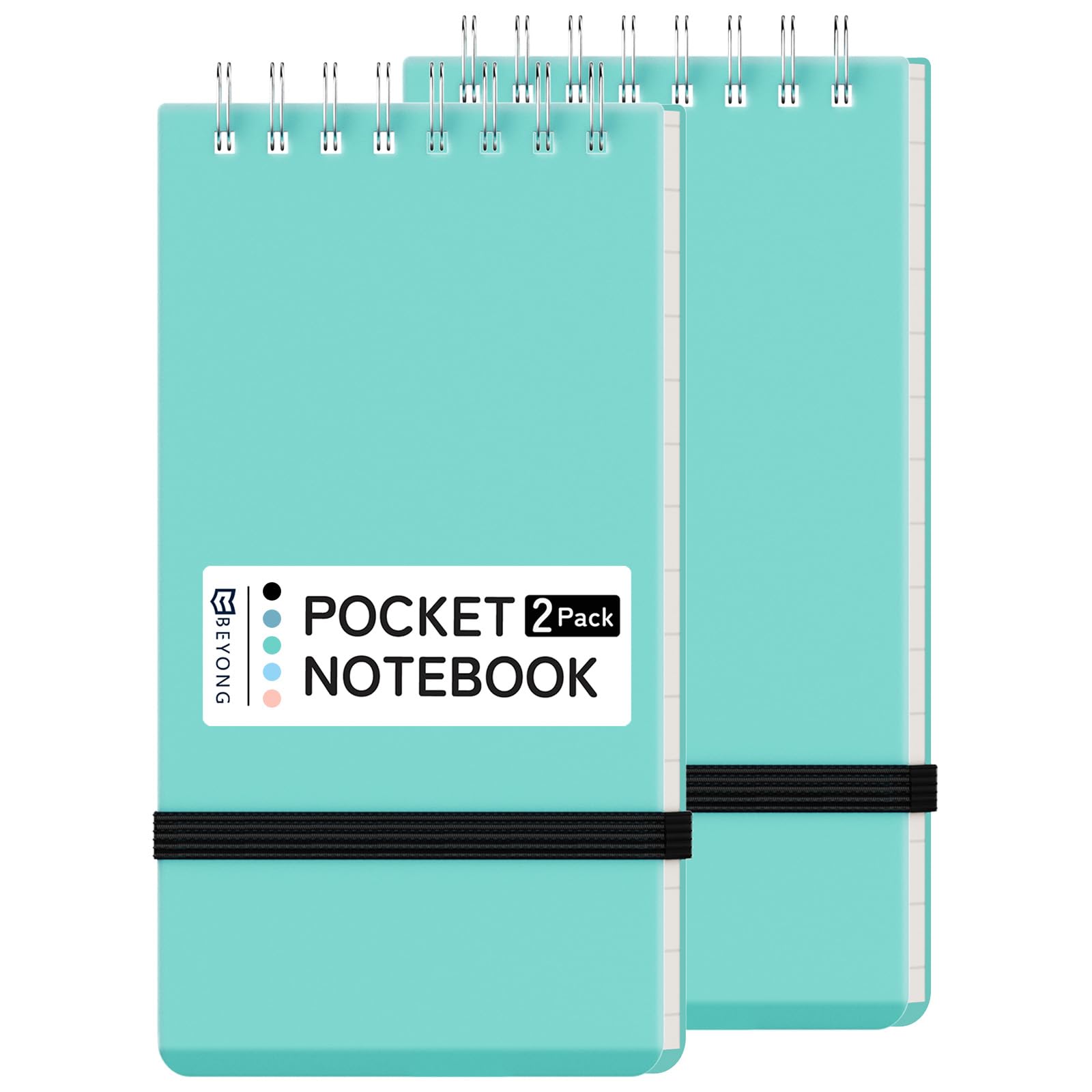 BEYONG Kleines Taschennotizbuch, Mini-Notizblock, Spiralnotizbücher, Notizblöcke für Arbeit, Schule (Grün, 7,6 x 12,7 cm)