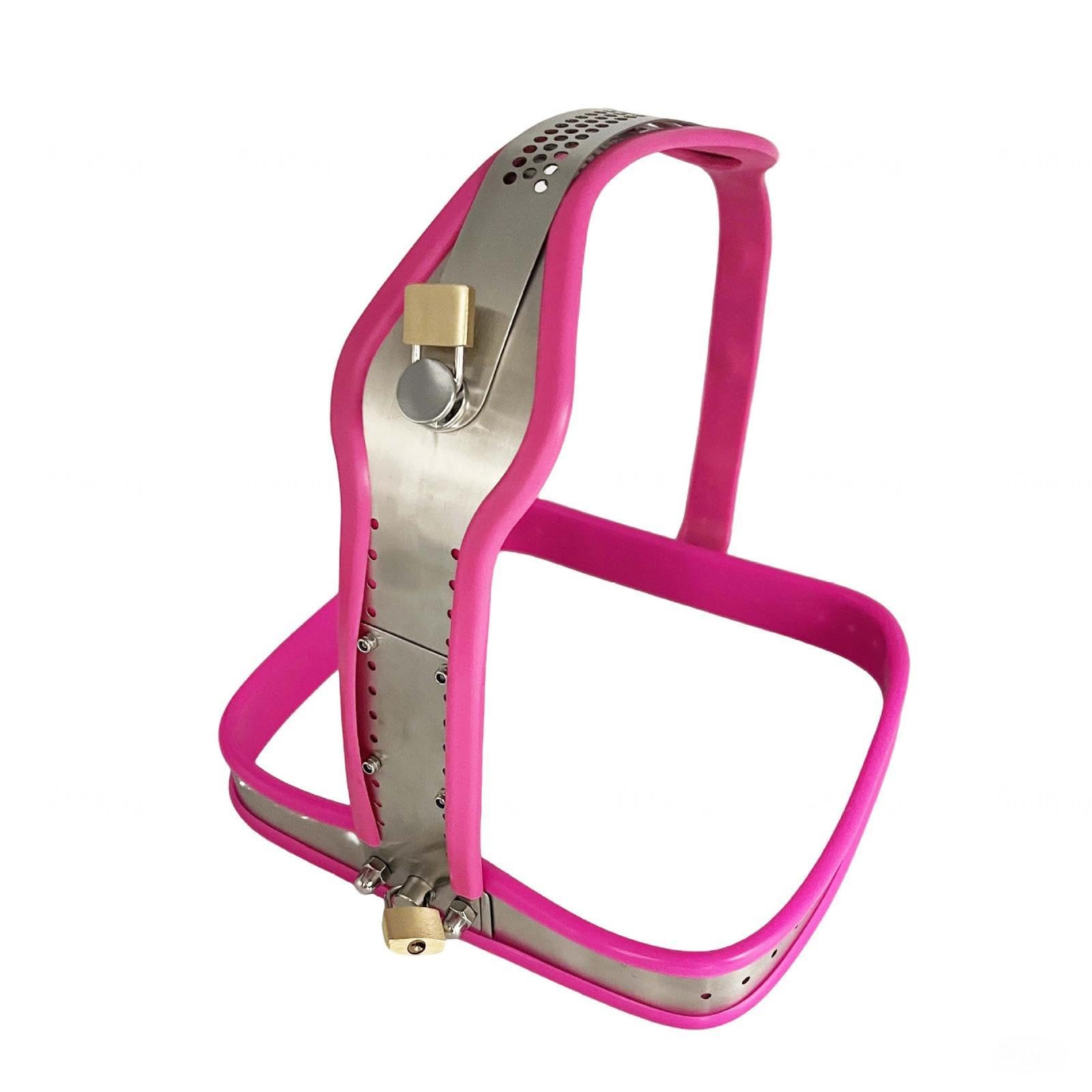 Chastity Belt Women Lock Keuschheitsgürtel Frau Metall Keuschheitsgürtel Für Damen Verstellbar Abschließbare Edelstahl Damen,pink-60-90cm