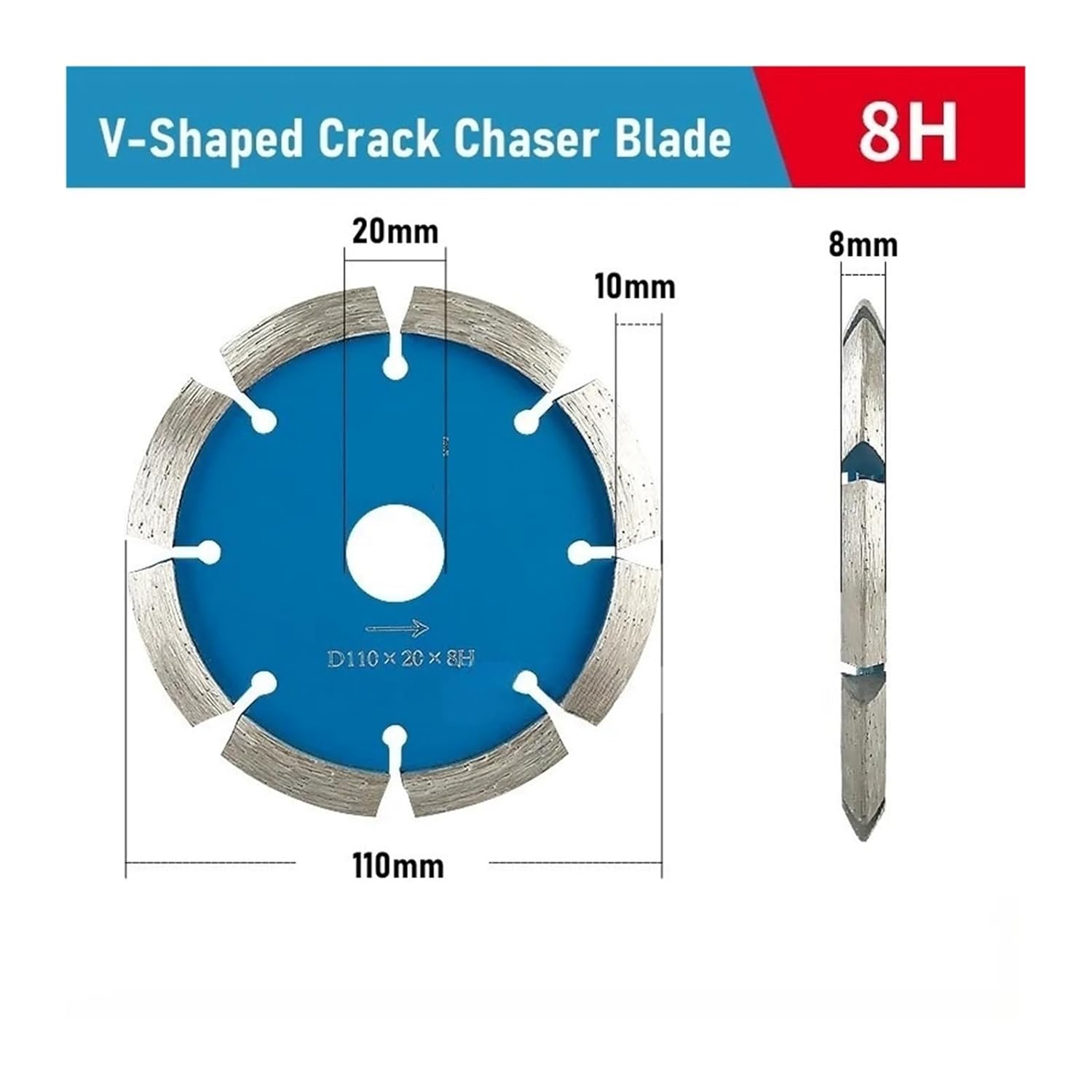 110mm V-Shaped Diamond Grooving Disc for Concrete Marble Tile Stone, Angle Grinder Bevel Edge Cutting & Trimming Wheel(8mm Thickness)