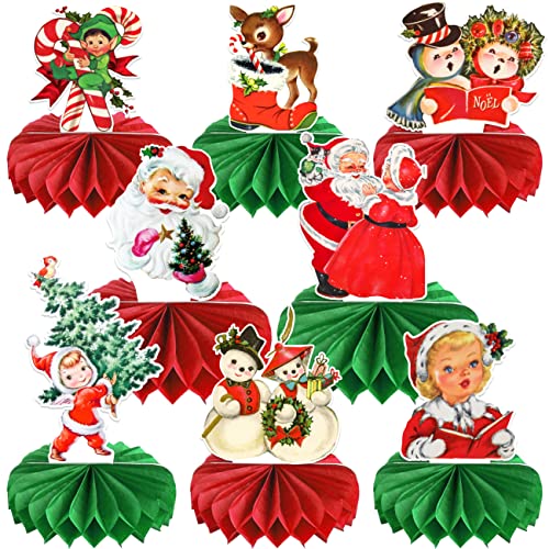 ssailue decor 8 Pieces Vintage Christmas Table Centerpiece Victorian Style Themed Christmas Honeycomb Centerpieces for Xmas Holiday 3D Table Decorations