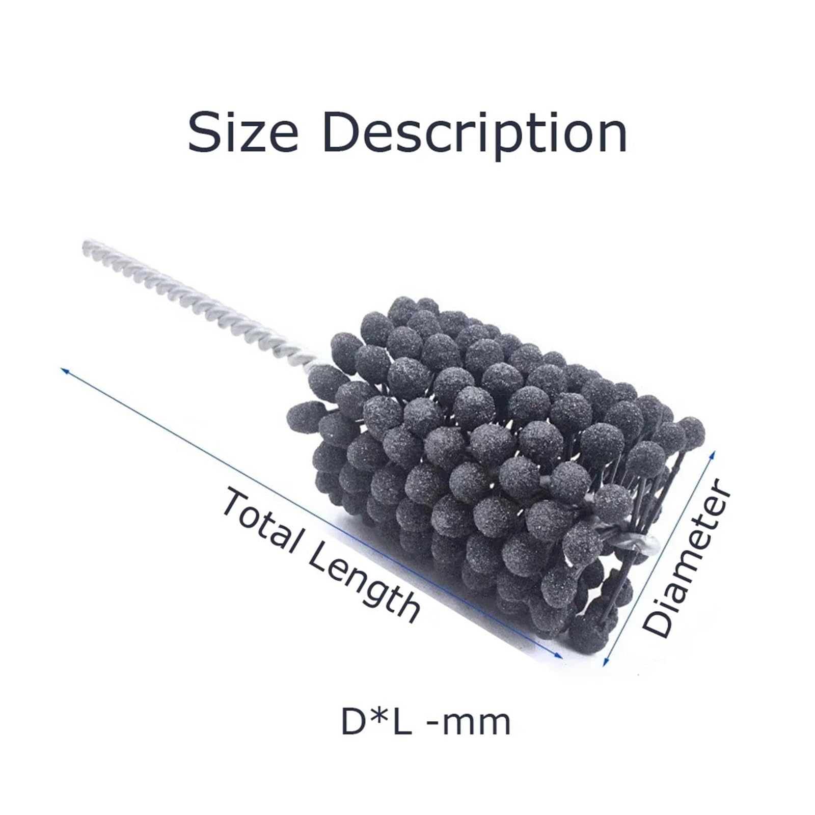 Elastyczne szczotki do docierania z węglika krzemu Szczotki do polerowania kulkowe ścierne, ziarno 240, elastyczny cylinder, 1 sztuka, Φ4-110mm (L200xDia35mm)