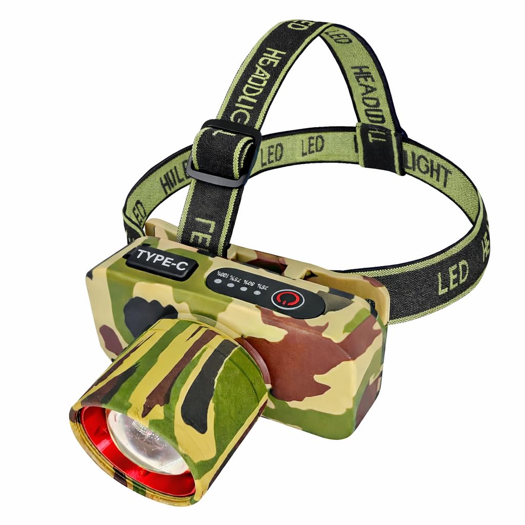 DOCOSS Bright Waterproof Military Headlamp for Trekking,(Working Time-4-5 Hrs) Head Light Torch,Head Torch Rechargeable, Long Distance for Camping, Cycling &Outdoor Activities (Military Zoomable)-image-47