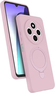 m.tk moveteck Xiaomi Redmi 14C ile Uyumlu Magsafe Halkal  Standl  Silikon K l f, Pembe