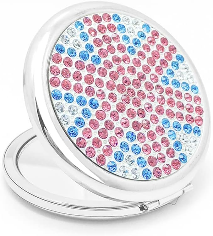 Silver Portable Makeup Folding Sided Small for Girlfriends Gift