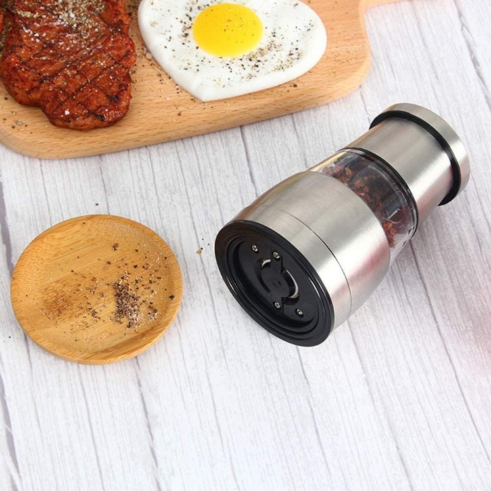 Salt and Pepper Grinder Set of 2 - Adjustable Ceramic Coarseness, Stainless Steel, Acrylic Refillable Salt and Pepper Shakers & Mills for Spice, Black Peppercorn(