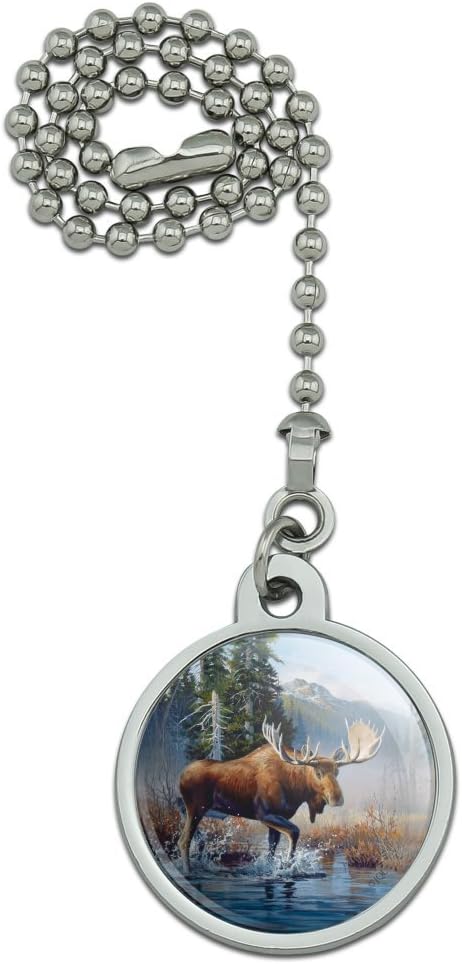 GRAPHICS & MORE Moose in The River Forest Woods Wilderness Ceiling Fan and Light Pull Chain