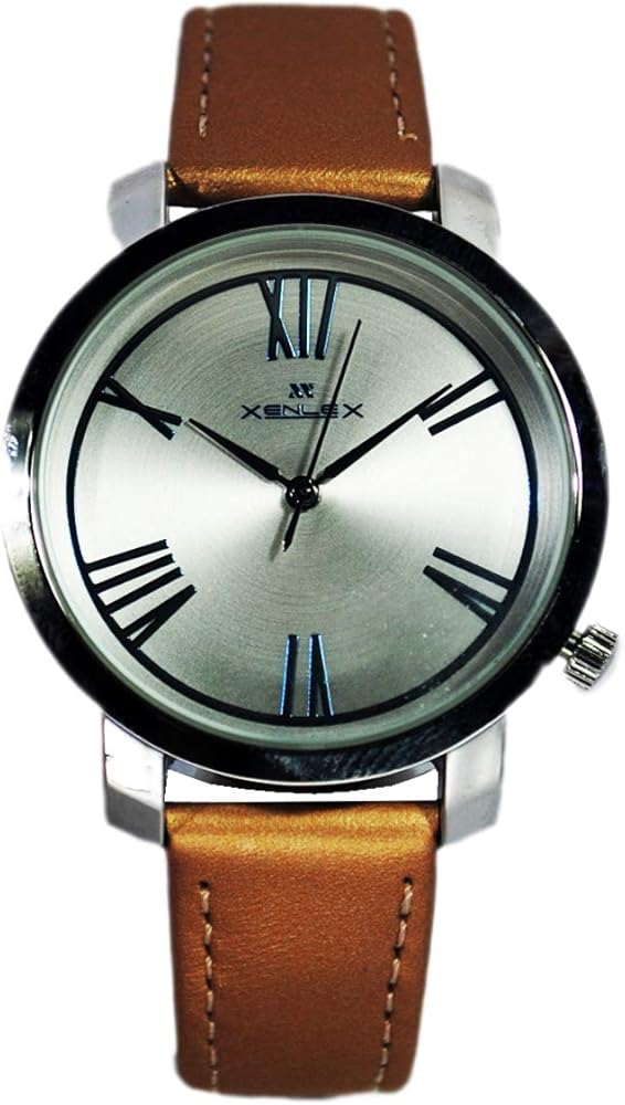 XENLEX Analogue Silver Color Dial Watch for Women Girls in Leather