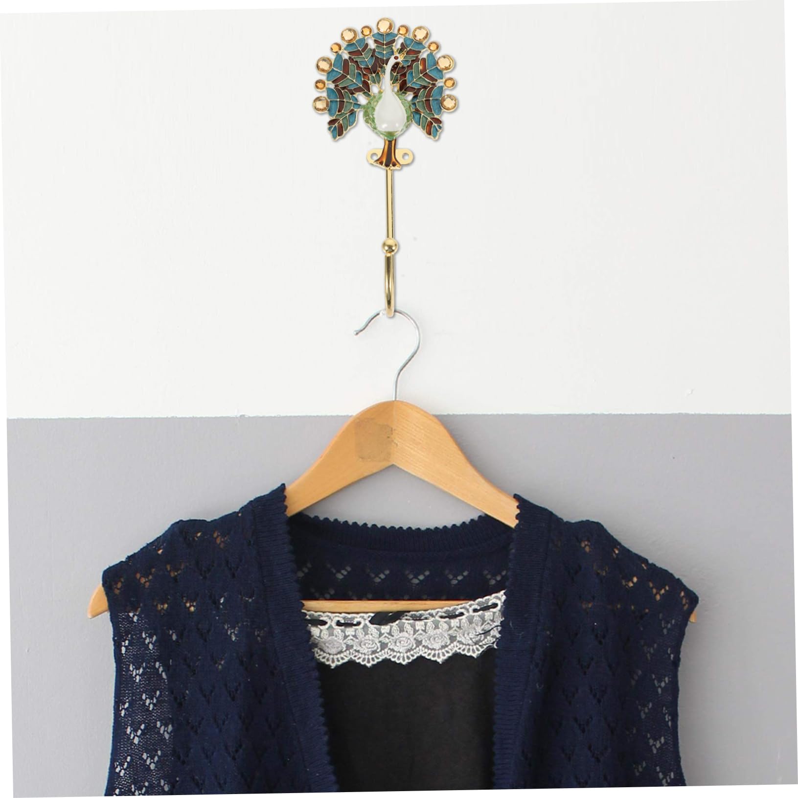 SHINEOFI 2 Ganchos De Pavo Real Para Chaquetas Delicadas Ganchos Para Baño Decoración Retro Perchero De Pared Gancho Para Ropa Gancho Para Sombreros Gancho Para Colgar Ropa Aleación