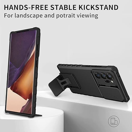 Miniatura 6 de Funda para Samsung Galaxy Note 20 Ultra 5G con cubierta de cámara deslizante, Armor Silicone TPU Bumper Funda de PC resistente con soporte, funda