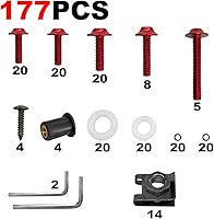 Vista 4 de 177 Pcs Red Fairing Bolt Kit M5 M6 Motorcycle Windscreen Screws Compatible Aluminum Fasteners for Motorcycle Fairing Screws Fairing Bolts Nut Clips
