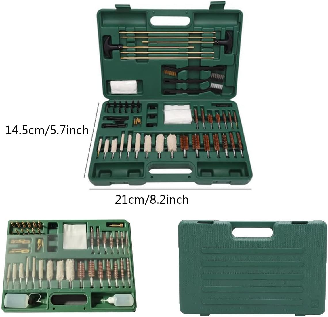 Gun Cleaning Kit, 58PCS Universal Barrel Cleaning Kit with Plastic Box, Including Cotton Brushes, Oil Cans, Bronze Brushes, Metal Rods for All Guns