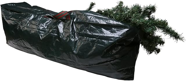 Qualtex Green Christmas Tree Storage Bag - Heavy Duty Plastic Bag Up to 7ft Tall Xmas Tree 120 x 25 x 43 centimetres