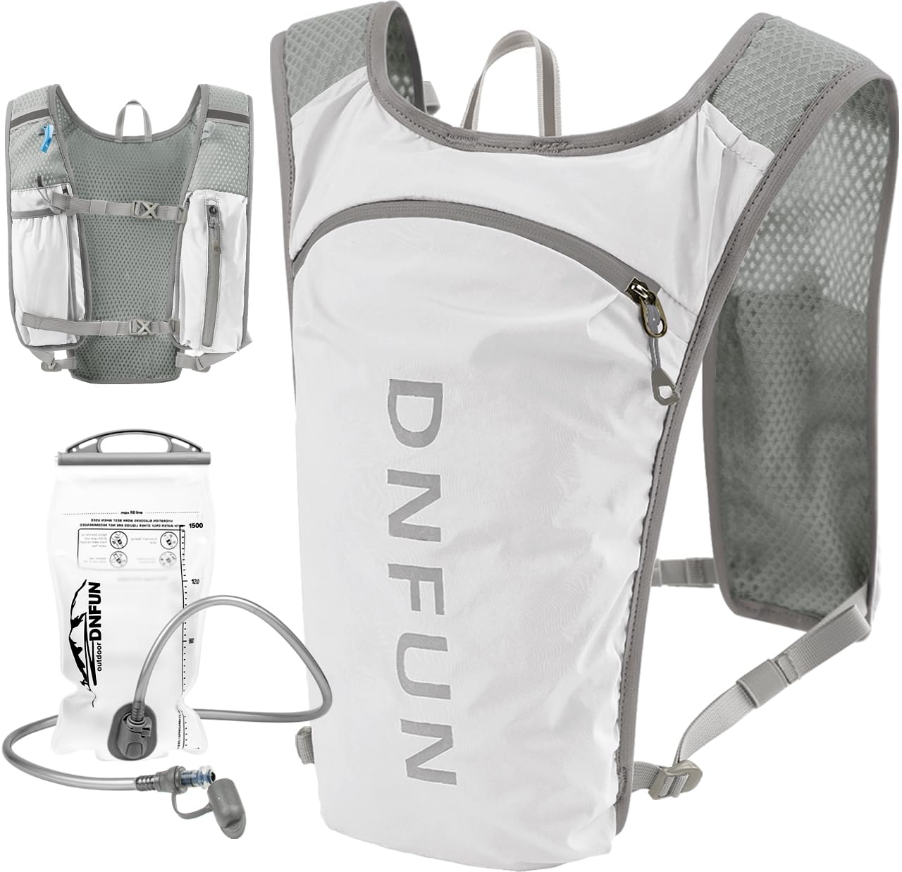 DNFUN Laufweste Damen Herren,verstellbare Trinkweste mit 1.5L Trinkflasche,5L Running Vest Trinkrucksack für Laufen,Jogging