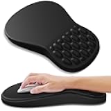 Ergonomic Mouse Pad with Wrist Rest Support, Mousepad with Comfortable Memory Foam Wrist Rest and Non-Slip PU Base for Pain Relief, Computer, Laptop, Office, Home (Black)