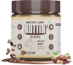 BeastLife Crunchy Coffee Peanut Butter | 24.5 G Protein | 350 gm | 100% Peanuts, High Protein | Zero Palm Oil | Non‑GMO Nut Butter | Fitness-Friendly Spread | Zero Cholesterol
