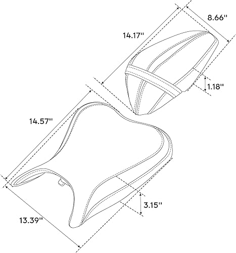 Miniatura 4 de TCT-MOTORPARTS Cojín de asiento de conductor y pasajero para Kawasaki Ninja 400 2018-2024 Z400 2019-2024 (negro + blanco #4)