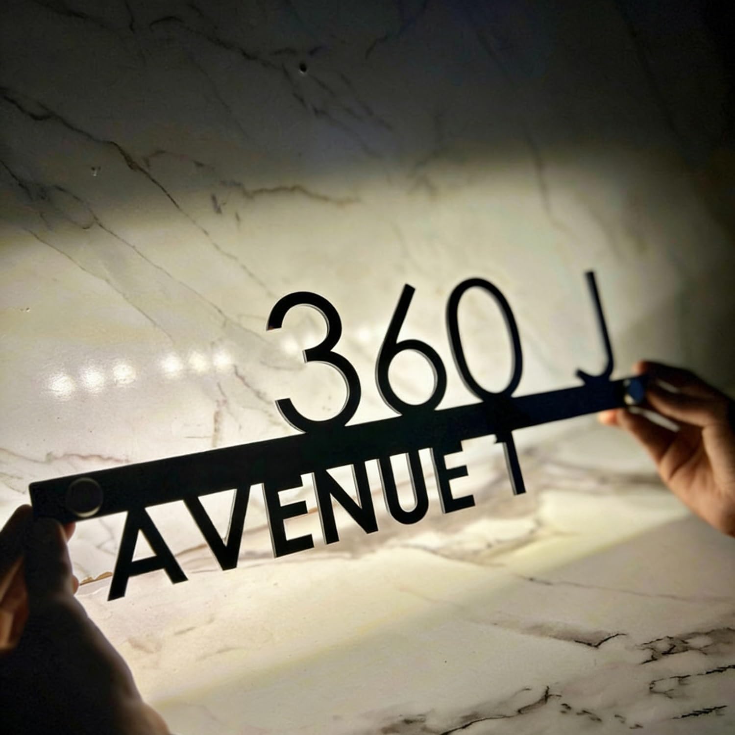 Personalised LED Light House Number Signs, Customizable Numbers And Street Names, Outdoor Wall Waterproof Door Signage, Modern Illuminated Address Plaque(14in)