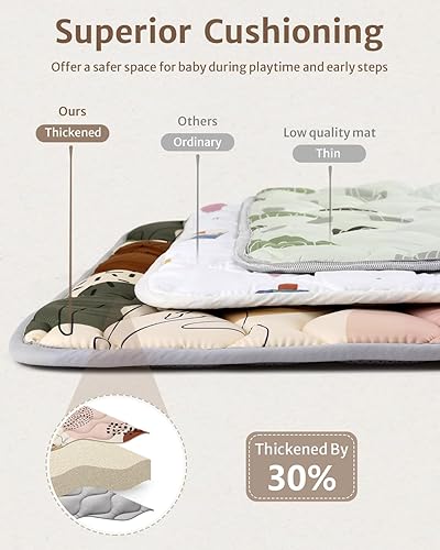 Miniatura 4 de Blissful Diary Tapetes de juego para bebé, 59 x 59 pulgadas, más gruesos y grandes, tapetes de espuma de amortiguación suave para bebés y niños