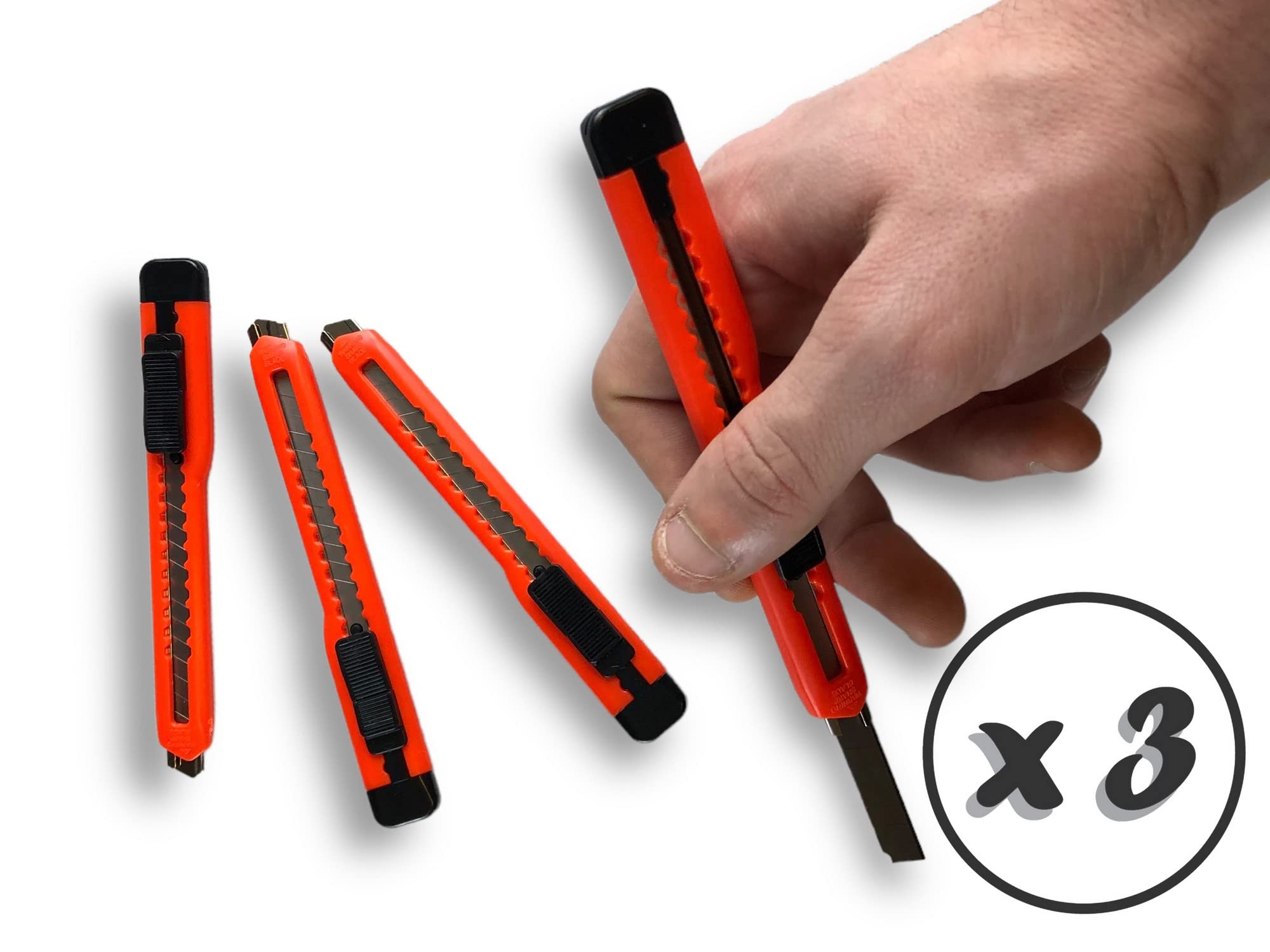 Kibros 3 lots de 4 cutters monture plastique lames sécables 9 mm orange