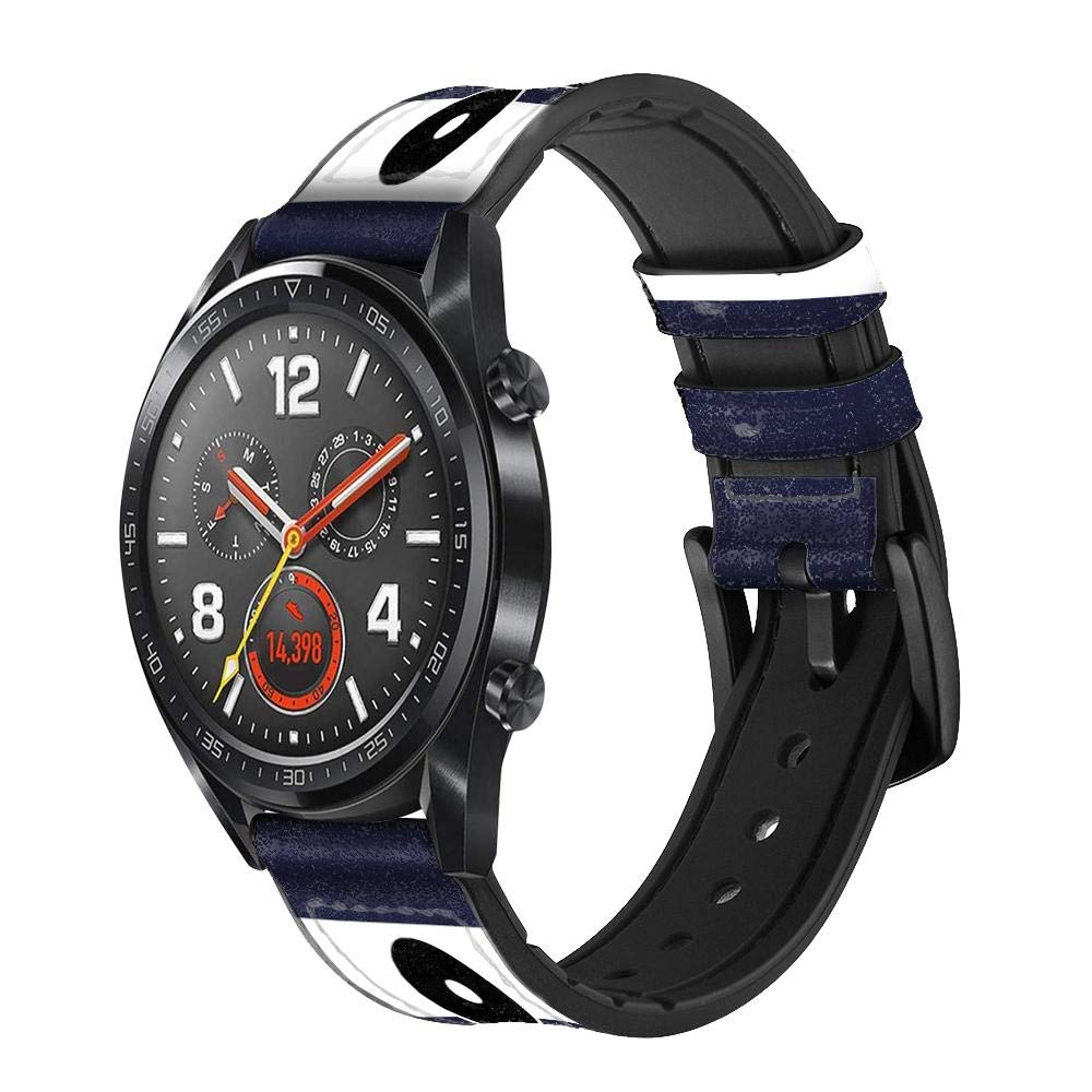 Innovedesire Anchor Navy Bracelet de Montre Intelligente en Cuir et Silicone pour Wristwatch Smartwatch Smart Watch Taille (22mm)