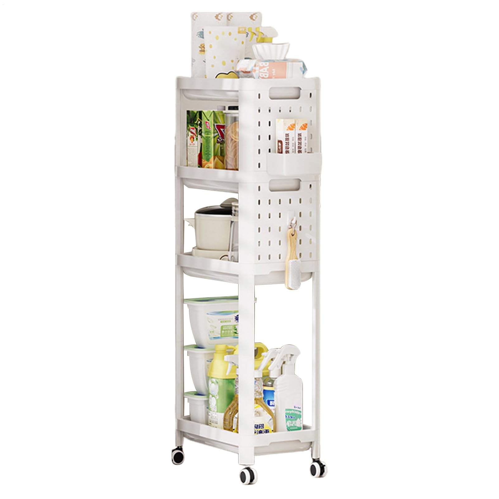 carrello multiuso | Scaffale multi-livello per condimenti | Trasportino mobile per condimenti da cucina, carrello organizer per rotolamento, per garage