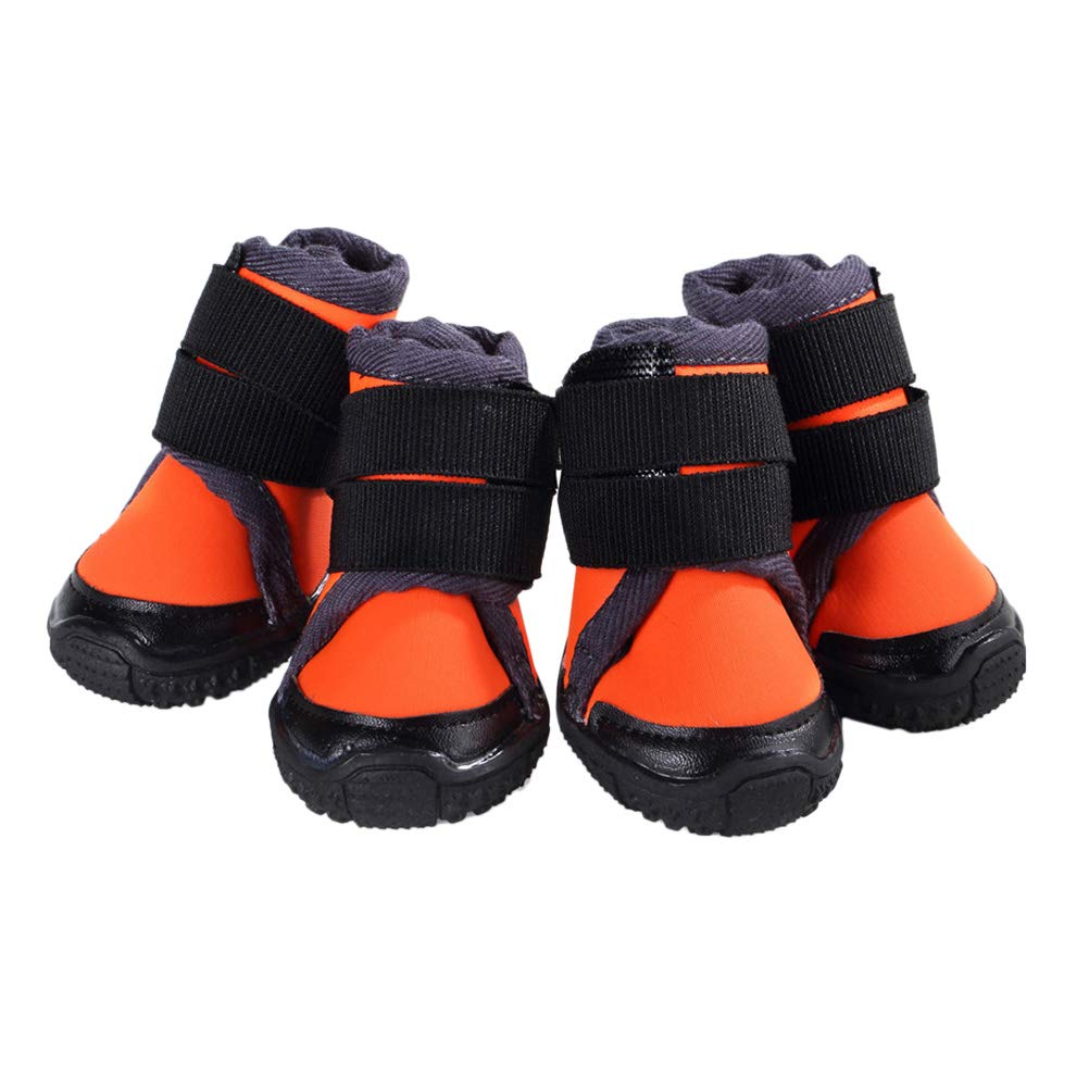 Pet supplies- 4pcs Outdoor Mountain Climbing Dog Warm Shoes Puppy Anti- slip Shoes Winter Pet Supplies (Orange, Size 90)