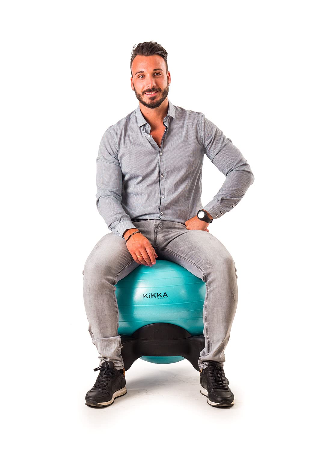 Kikka Active Chair Chaise Ergonomique avec Boule Gonflable (Noir, Plus)