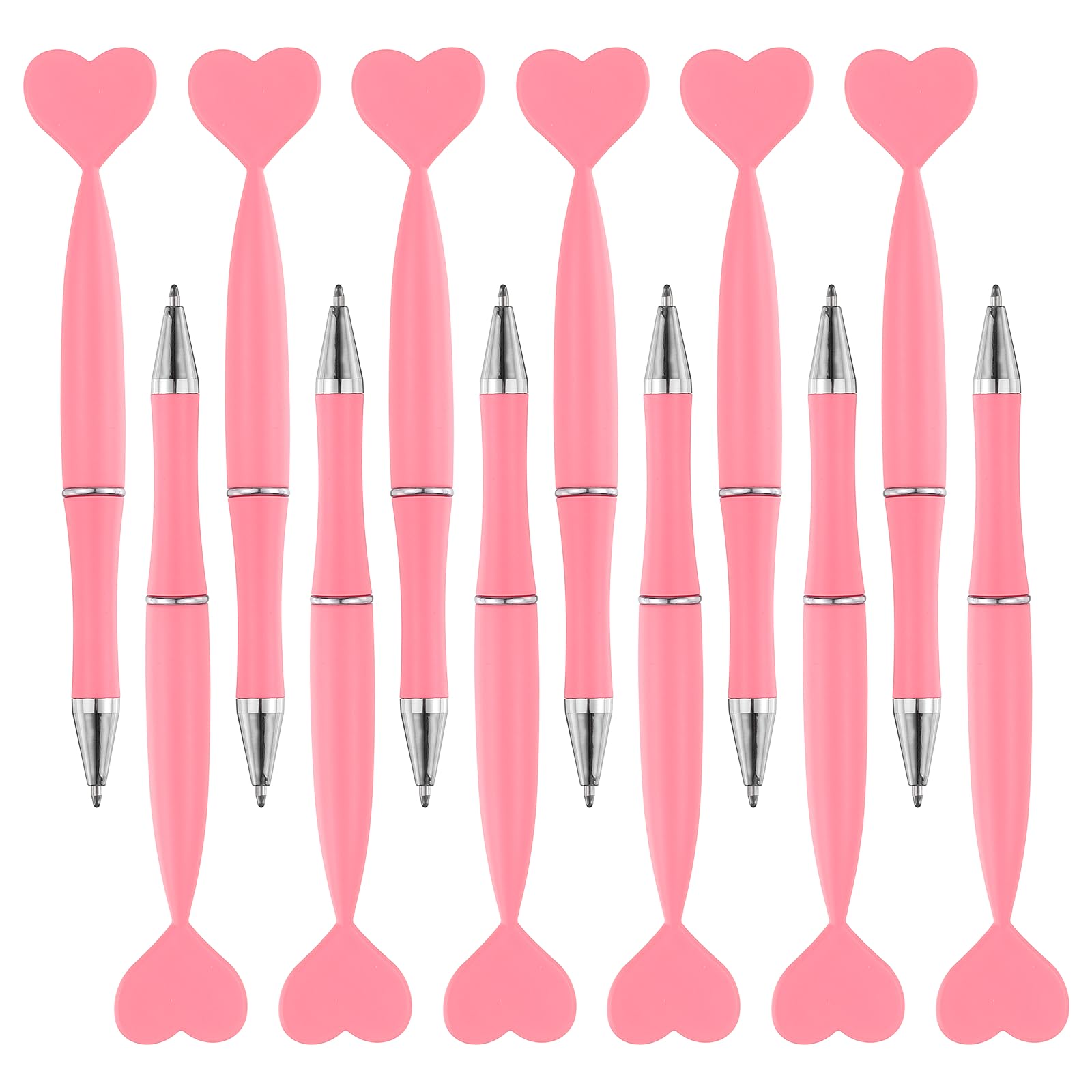 PATIKIL 12 Pcs Heart Ballpoint Pens, 1.0mm Tip Cute Twist Writing Pens Black Ink for Home Office Writing Supplies Valentine's Christmas Wedding Party Gifts, Pink