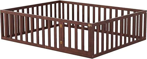 Miniatura 77 de Sofá cama de madera de tamaño completo con valla que se puede abrir, marco de valla de sofá cama de diseño divertido para niños y niños, sin