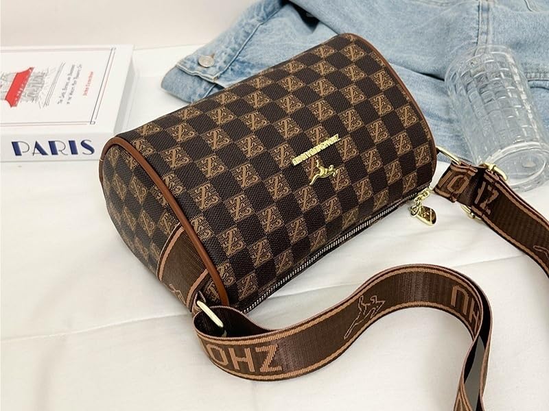 Bolso estilo almohada Boston con estampado de cuadros de diseño sofisticado 5