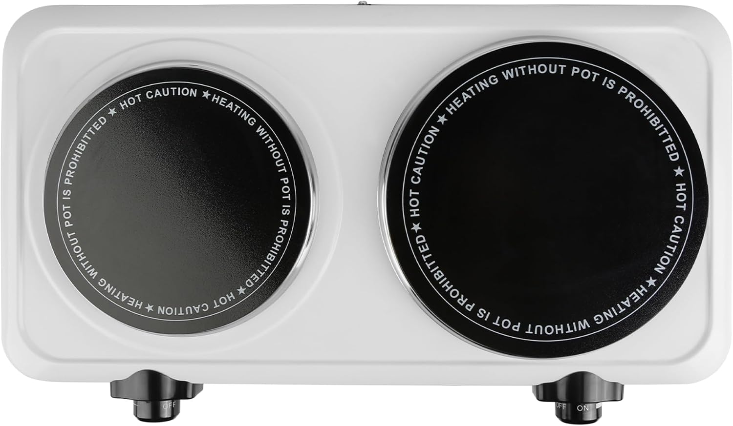 Casafoyer 1800W Electric Infrared Dual Burner Portable Heating Hot Plate Stove Countertop RV Hotplate with 7.5 & 6.3 Glass Cooktop Stepless Temperature Adjust