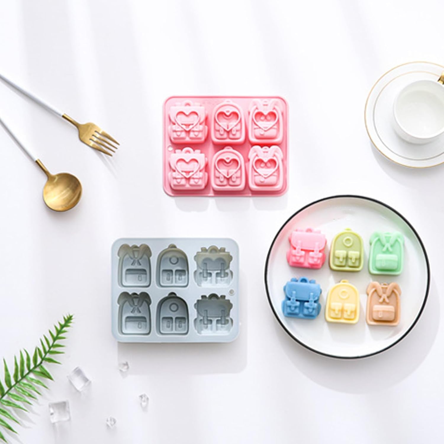 2Pcs 6 Cavities School Bag Silicone Cake, Desserts