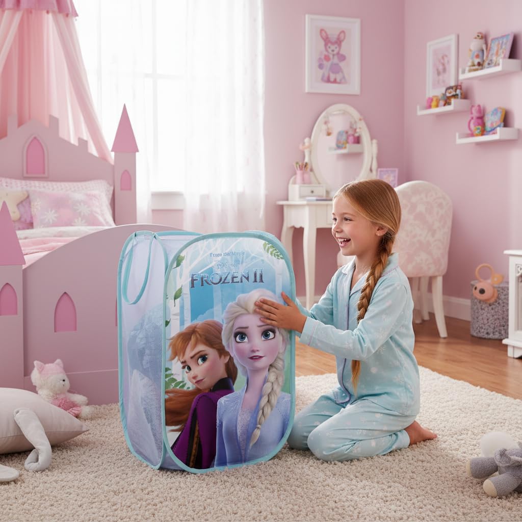 frozen aufbewahrung SUPERDIVER - Faltbarer Elsa und Anna-Korb - Lizenz offiziell - Ideal zur von Spielzeug und Kleidung - 36x36x58 cm - Leicht und kompakt Produkt:Schale 15 cm Festnight Auflagenbox Holz Garten Bday20