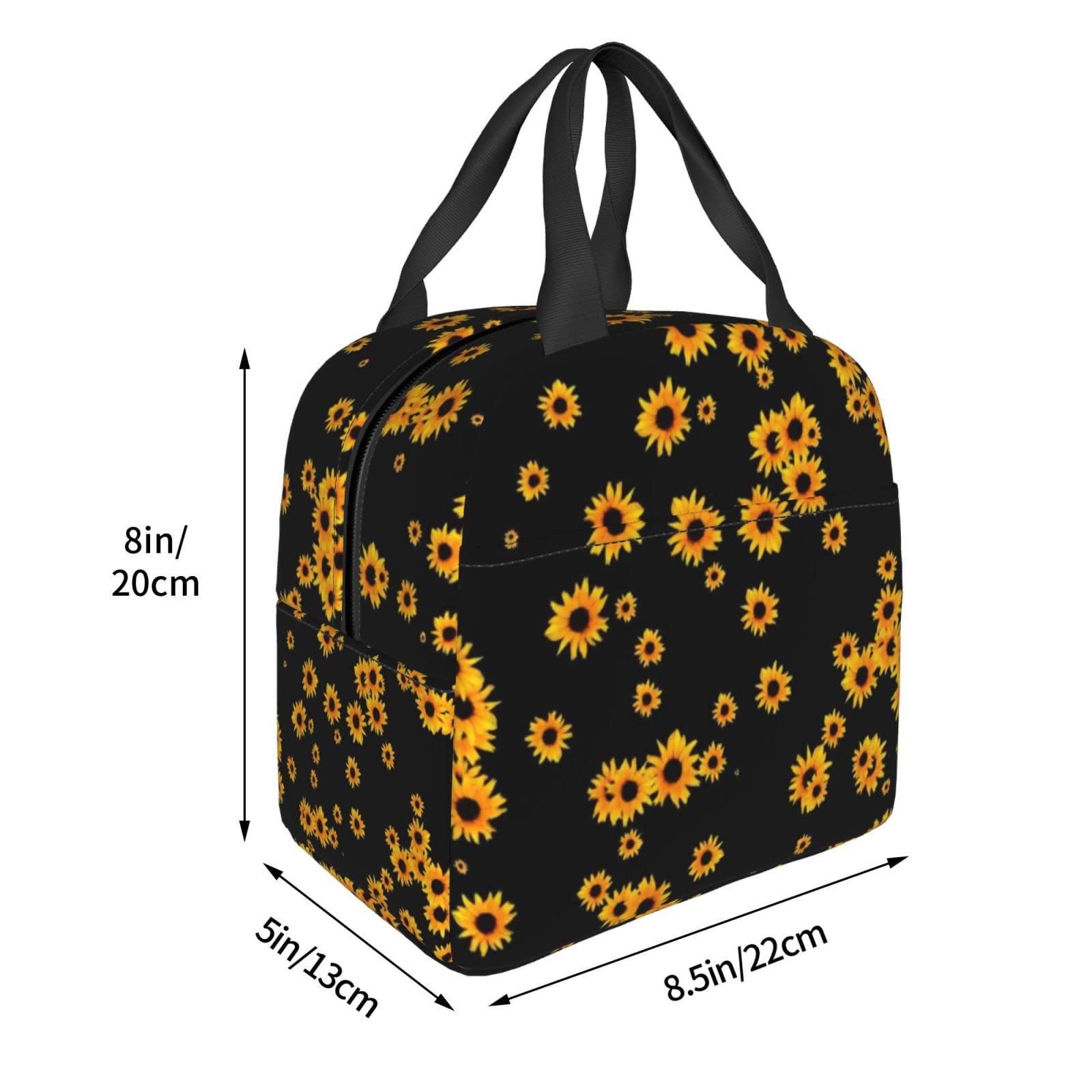 Bolsa de almuerzo isotérmica para mujer con contenedores congelados, caja de almuerzo isotérmica y resistente al agua, diseño de girasol