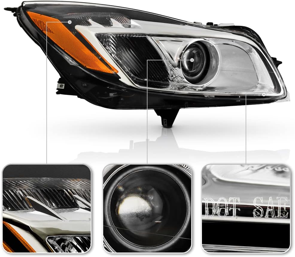 ACANII - For [HID/Xenon Type w/Clear Ring] 2011 Buick Regal LED DRL Projector Headlight Headlamp Replacement - Passenger