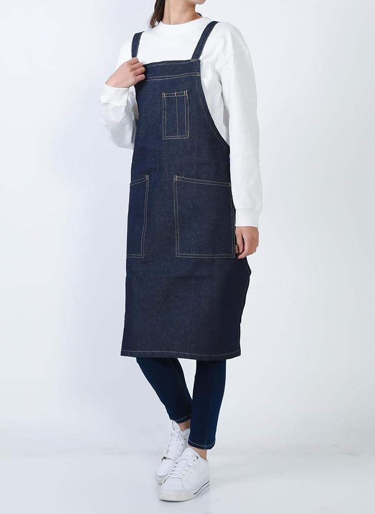 Amazon.co.jp: [ギリオ] デニム胸付前掛(タスキ) 1910 紺 日本