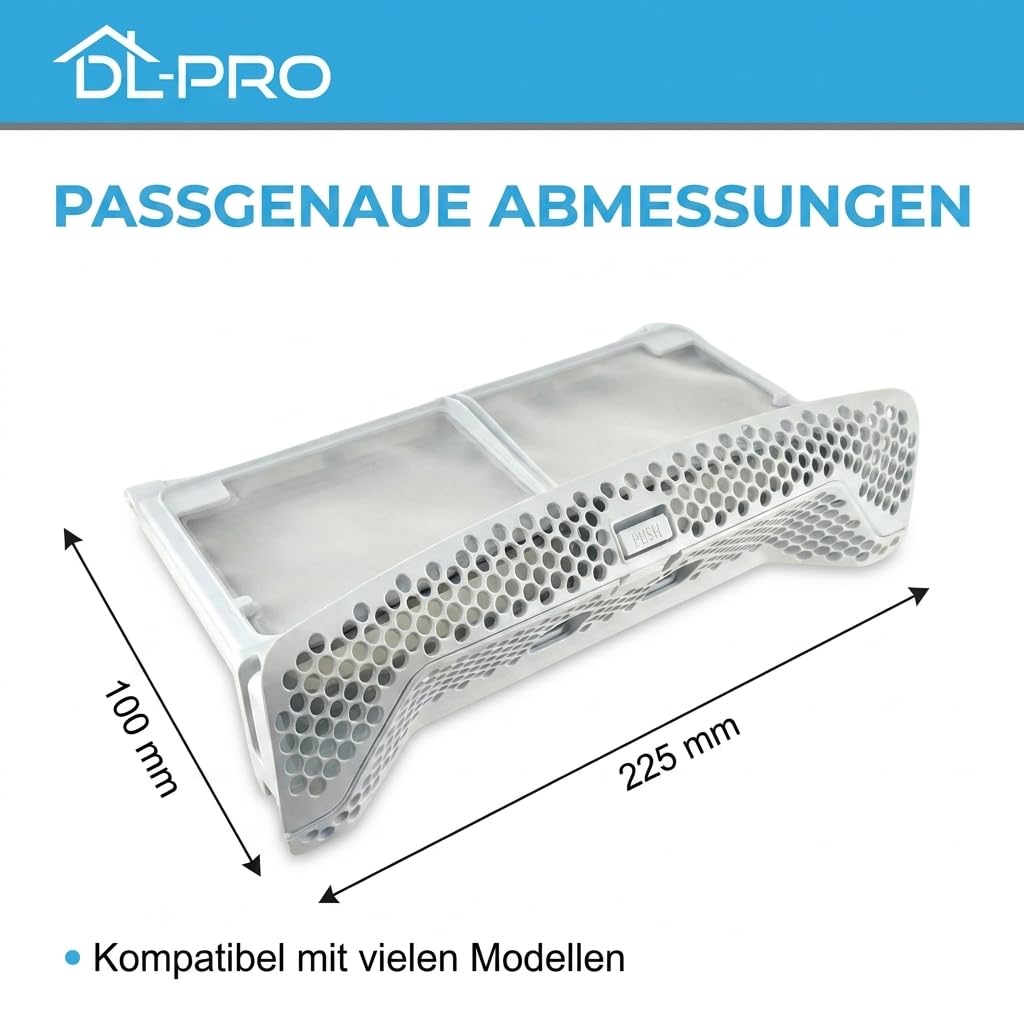 DL-PRO Flusensieb 335x170x88mm für AEG Electrolux 807453901/9 8074539019 – Filtertasche für AST8-2, AST8-3, AST8S, AST8W, AST8W-1 Trockner
