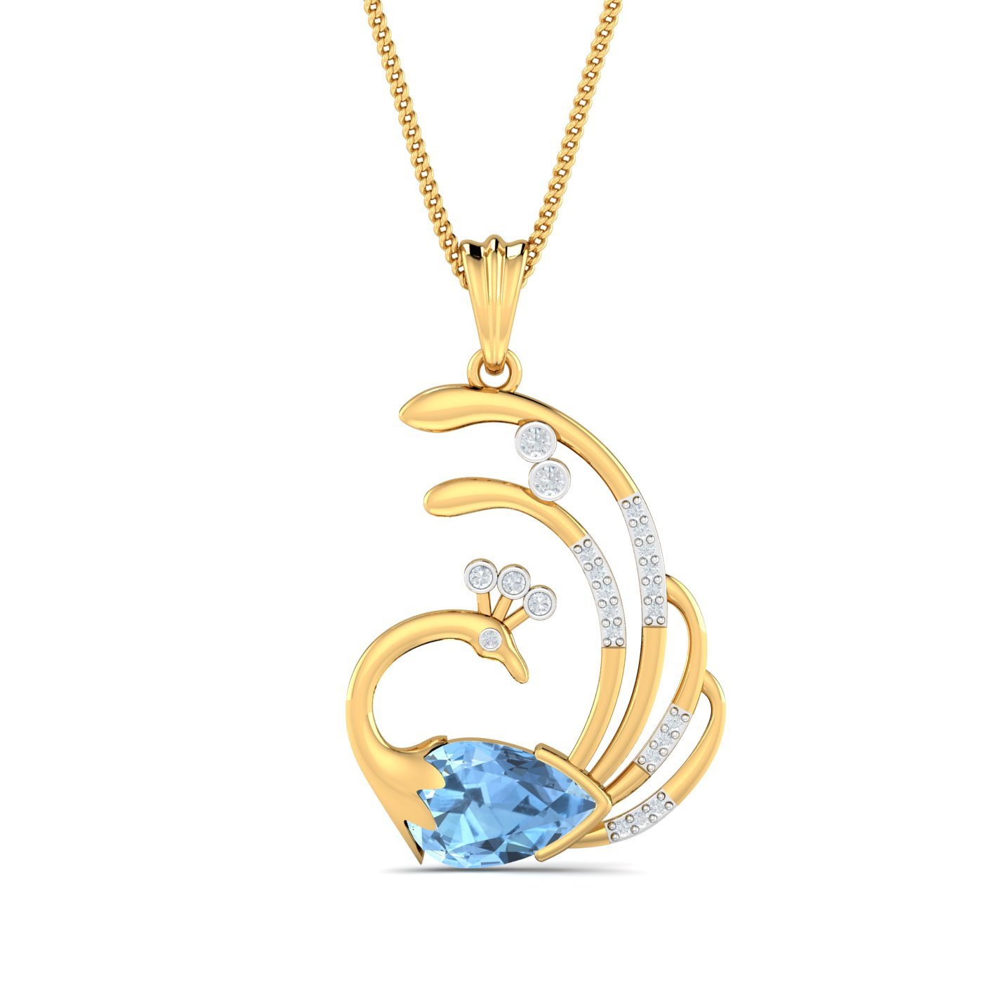 14KT Yellow Gold Cyra Peacock Pendant for Women