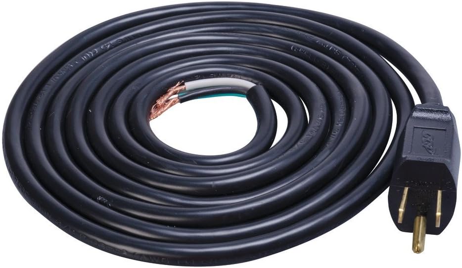 Southwire Indoor Replacement Power Supply Cord - Durable Medium-Duty Round Cable - SJTW Cord - 14 Gauge - 3 Conductor - Black - 9 Foot