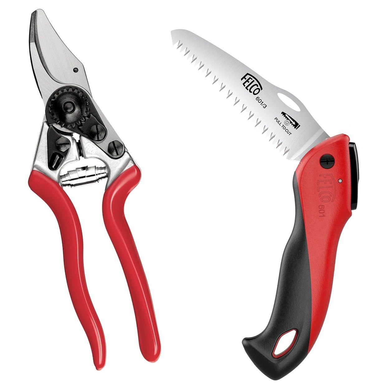 Felco Red Model 6 Compact Set - Small Hand Secateurs And Folding Pruning Saw