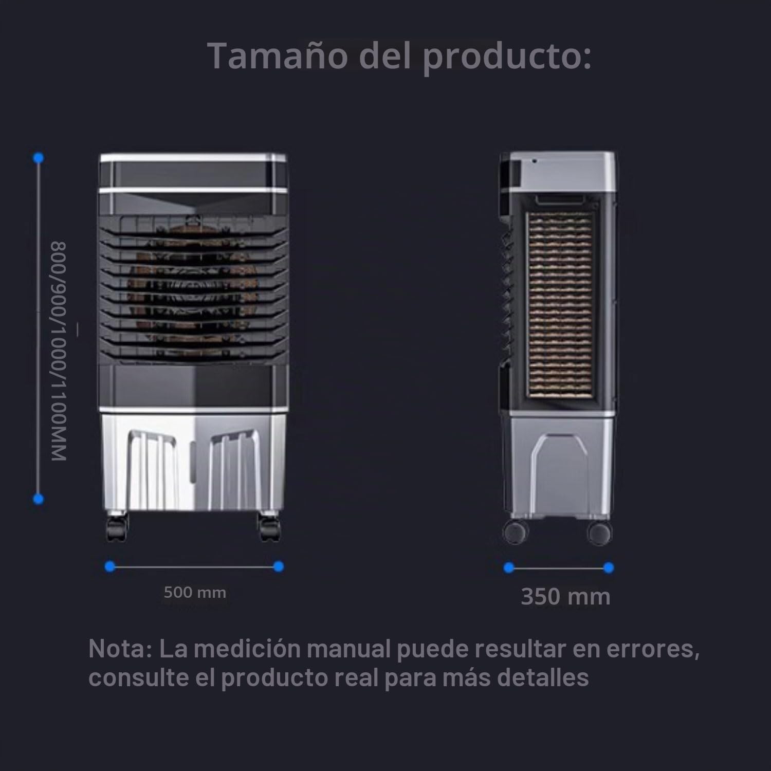 Aire Acondicionado Portátil Sin Tubo Enfriador de Aire Silencio con Modo Dormir Temporizador de 1-12Horas 3 Modos Oscilación 120°Tanque de 50 L Enfriador de Aire Portátil para Hogar Oficina