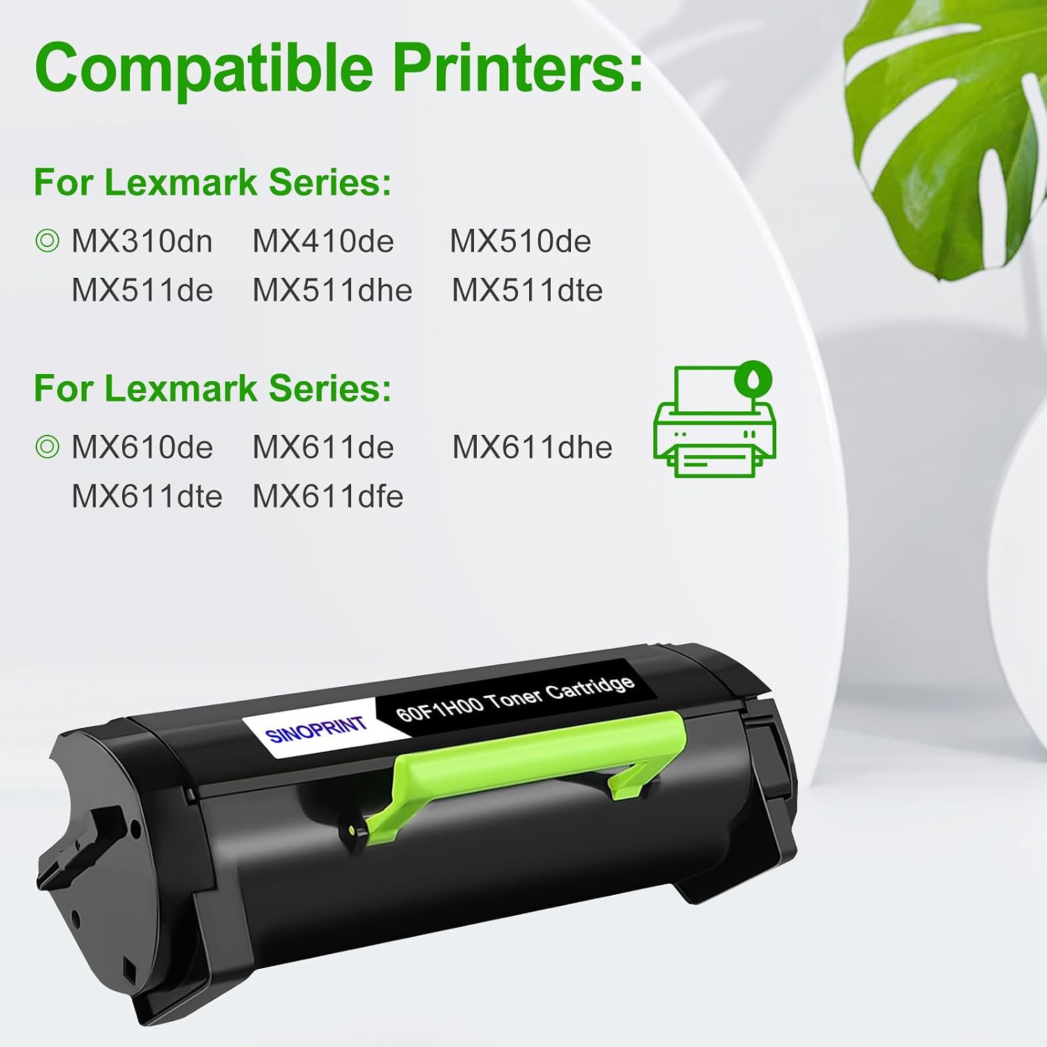 601H (60F1H00) Compatible Toner Cartridge for Lexmark Printer MX310dn, MX410de, MX510de, MX511de, MX511dhe, MX511dte, MX610de, MX611de, MX611dhe and MX611dte Toner Cartridge (1Black 10,000 Pages)