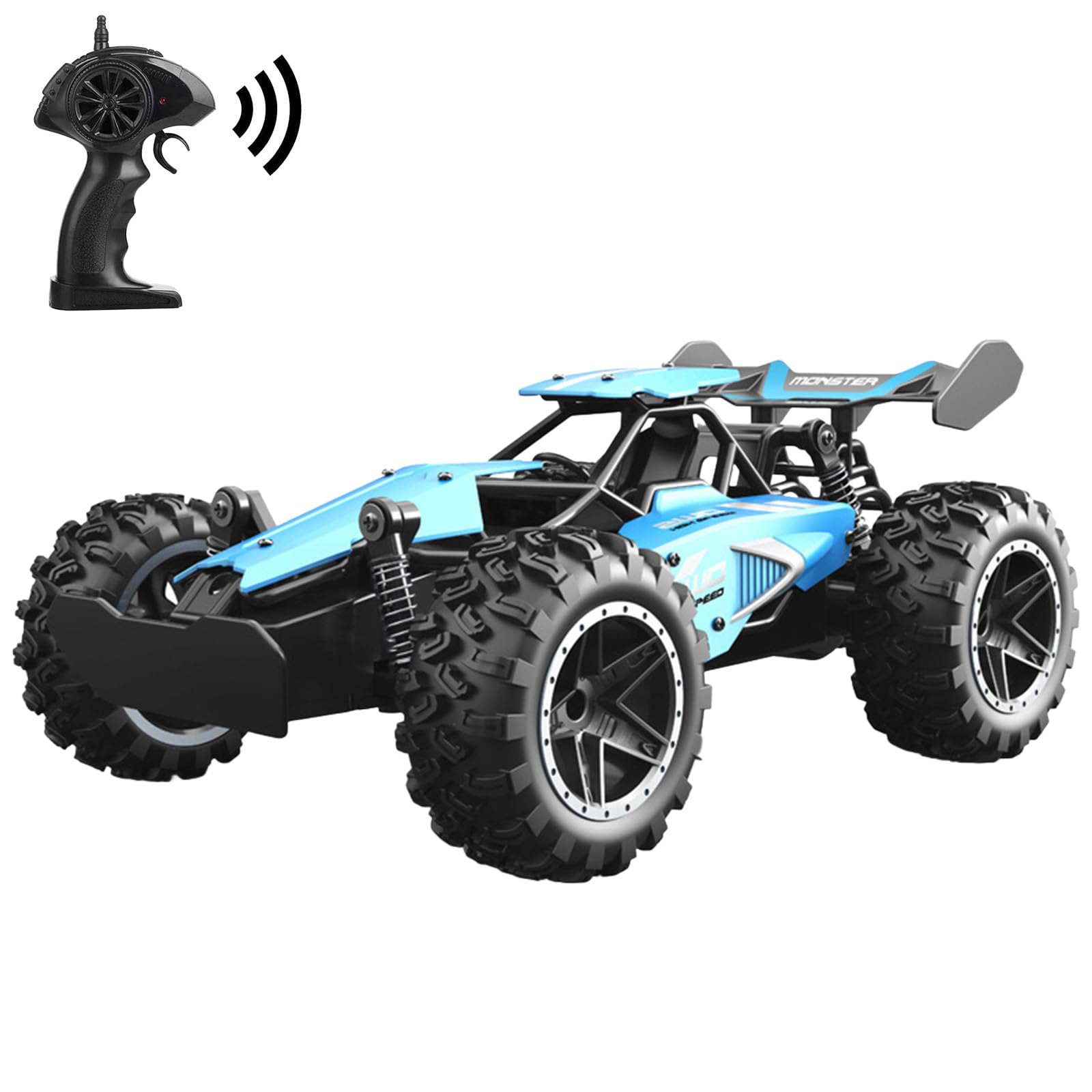 BEOSIOR Remote Control Cars – 2.4GHz High-Speed RC Car for Kids, 15KM/H 1:18 Off-Road Remote Control Car, Electric Truck Toy for Boys & Girls Gifts (Blue)