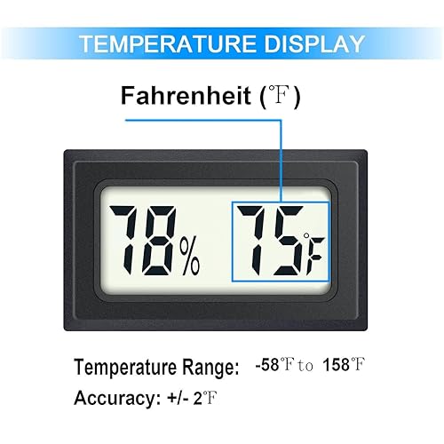 Miniatura 3 de Paquete de 2 mini termómetro higrómetro digital, medidor de humedad de temperatura para interiores y exteriores, para humidificadores, humectores de